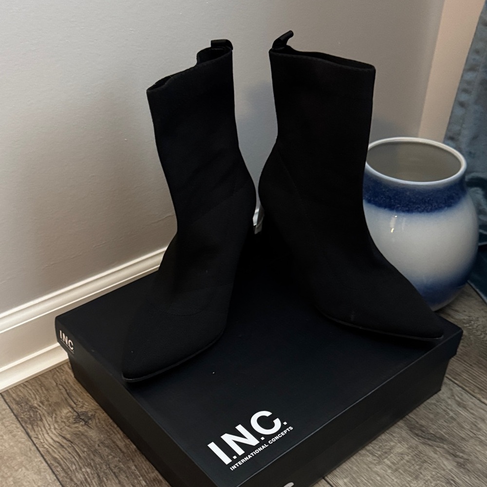 INC International Concepts Women's Black Heeled Boots